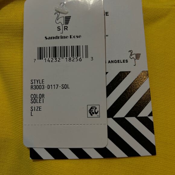 New Sandrine Rose Girl Gang Terry Knit Hoodie Sweatshirt Yellow Women Large NWT - Picture 10 of 10